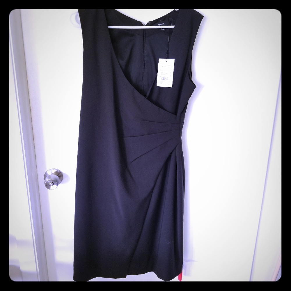 Theory black Adiran Suiting faux wrap dress NWT